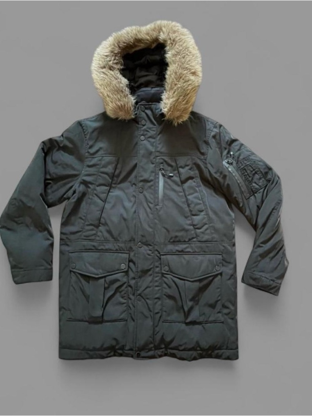 Goodfellow & Co Men’s Selby Arctic Black Parka with Faux Fur Hood Medium